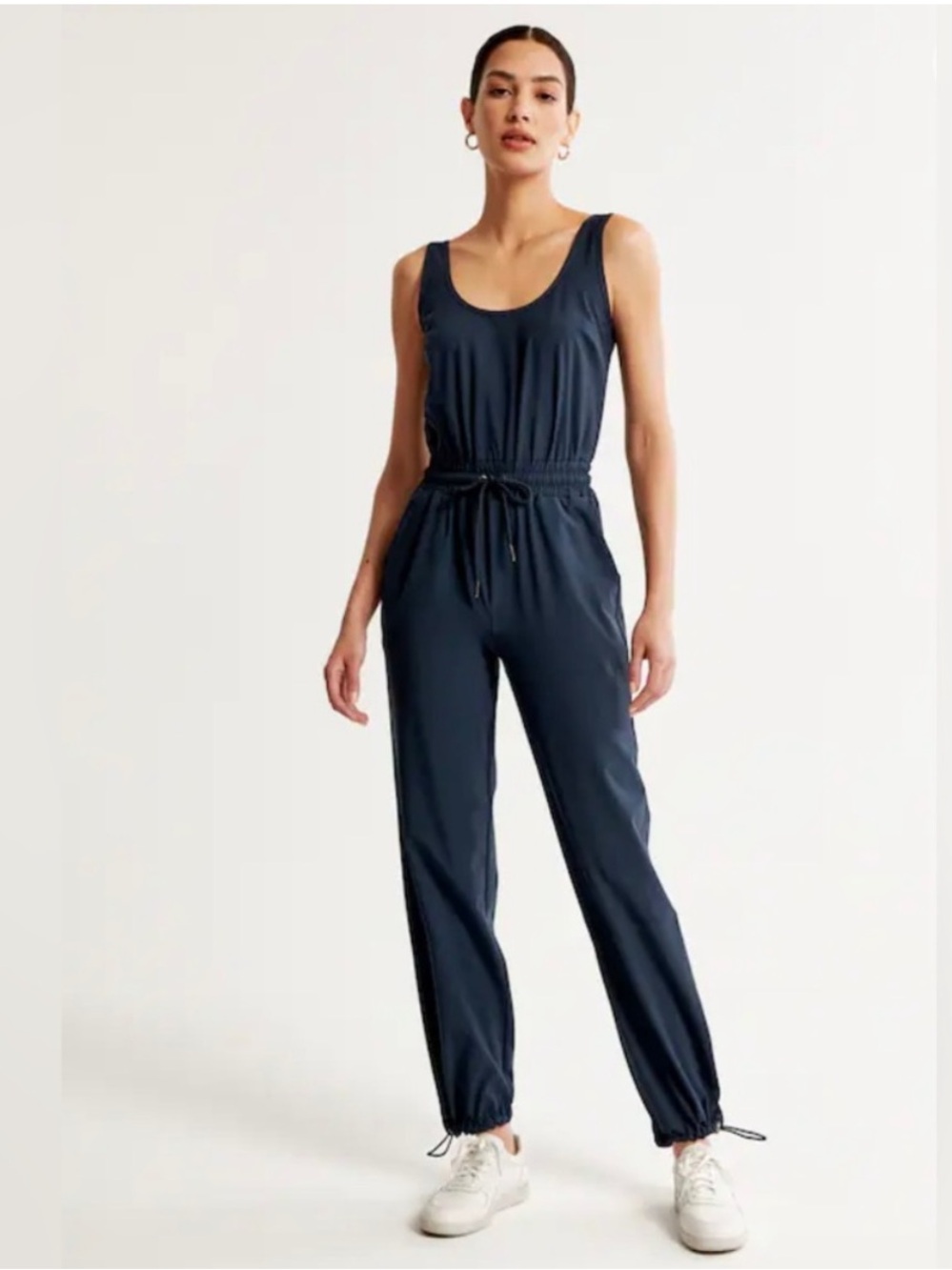 Abercrombie and Fitch Traveler Jumpsuit Sleeveless Navy Drawstring, large tall